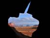 Scenic of Monument Valley as photographed through a hole in Submarine rock IMG_8605 Slide #00000-00000